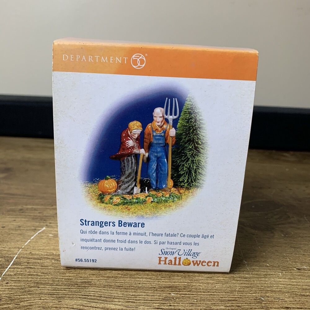 Dept 56 Halloween Village Accessories - Strangers Beware, Farmers Vintage